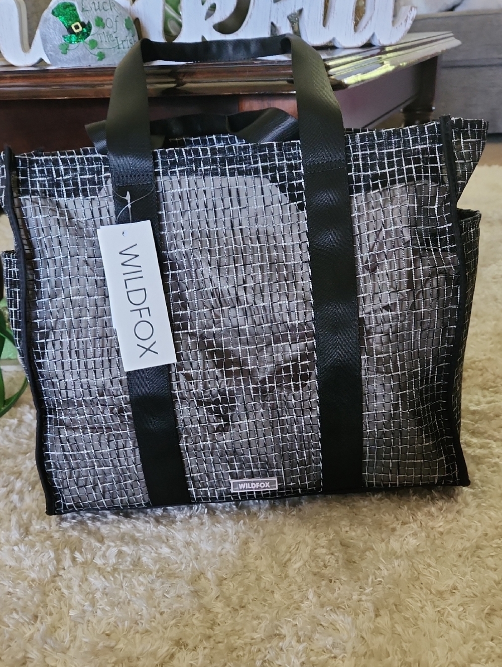 Wildfox  Mesh Black & Silver Grid Tote Bag-Large